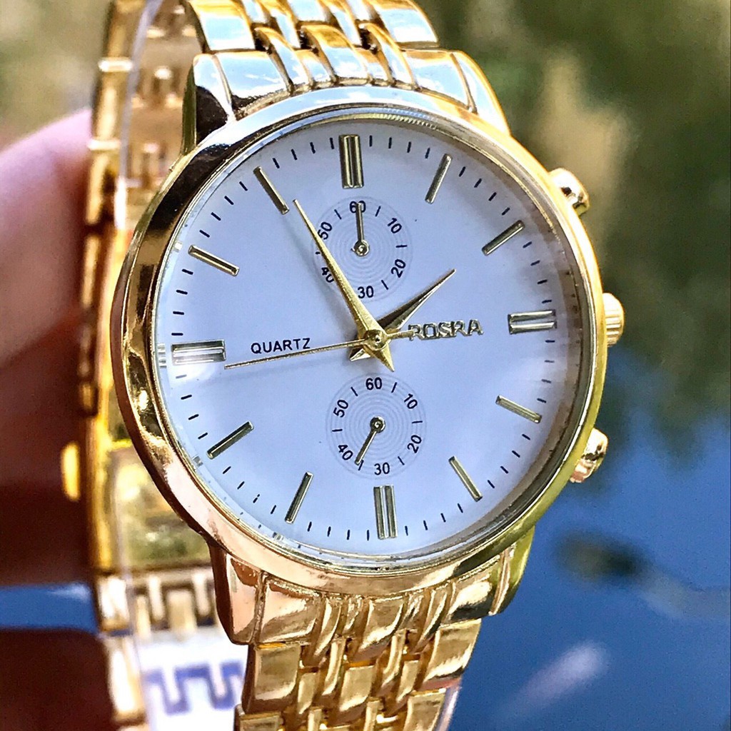 Đồng hồ thời trang nam nữ Rosra dây kim loại vàng sang trọng MS662