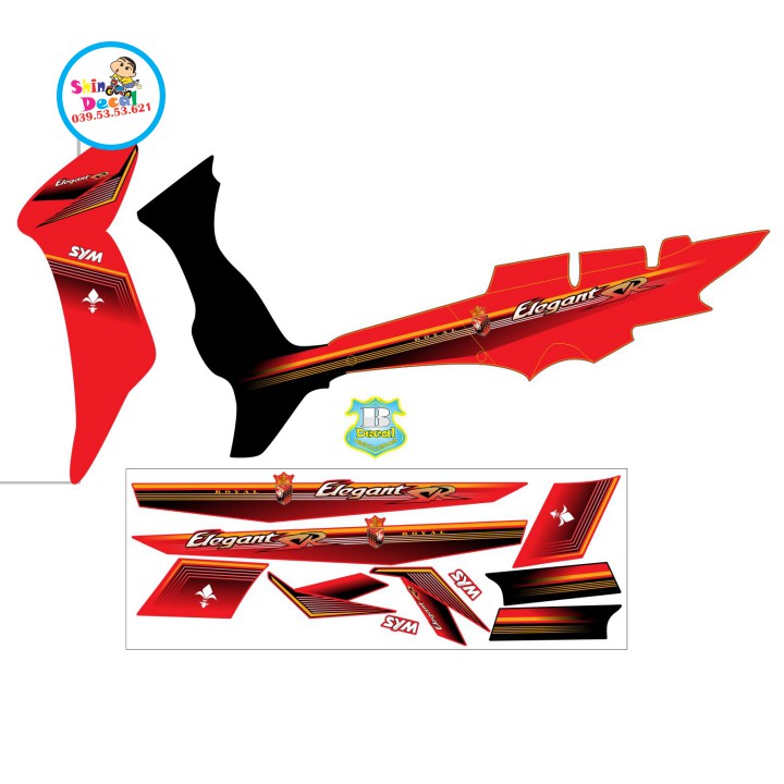 [SHIN DECAL] Tem xe elegant 50 2016 SR dán xe đỏ