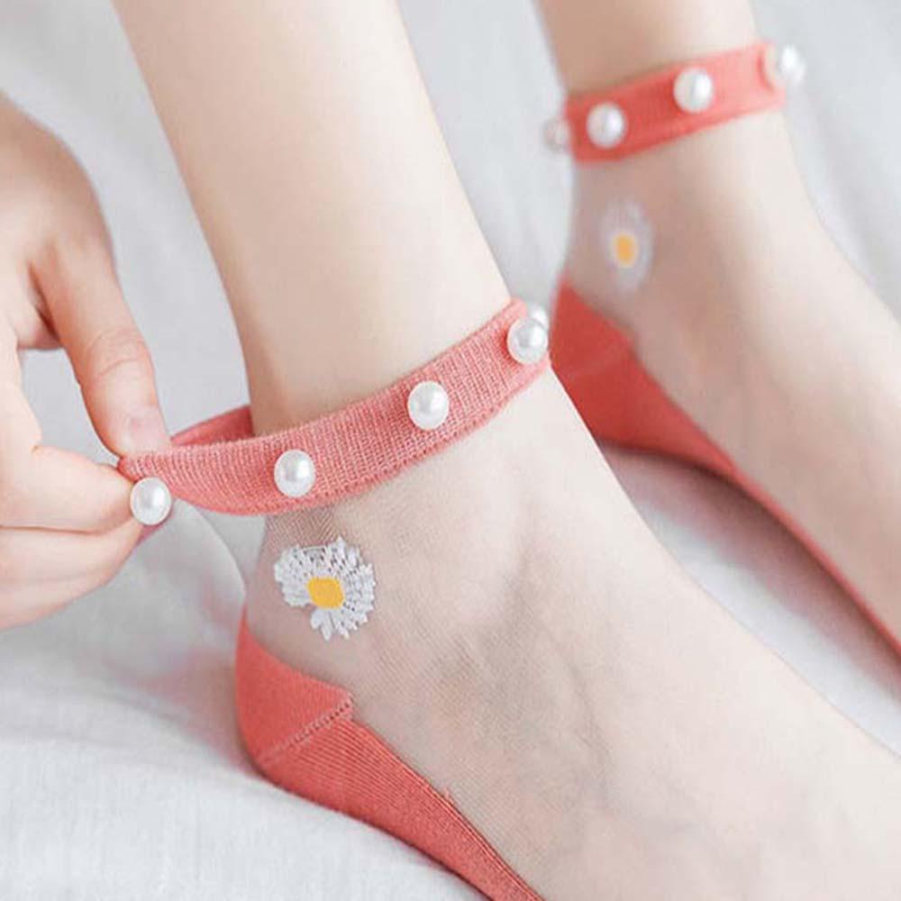 FORBETTER Tất Lưới Trong Suốt Hoạ Tiết Hoa Cúc Chất Liệu Co Giãn Thoải Mái