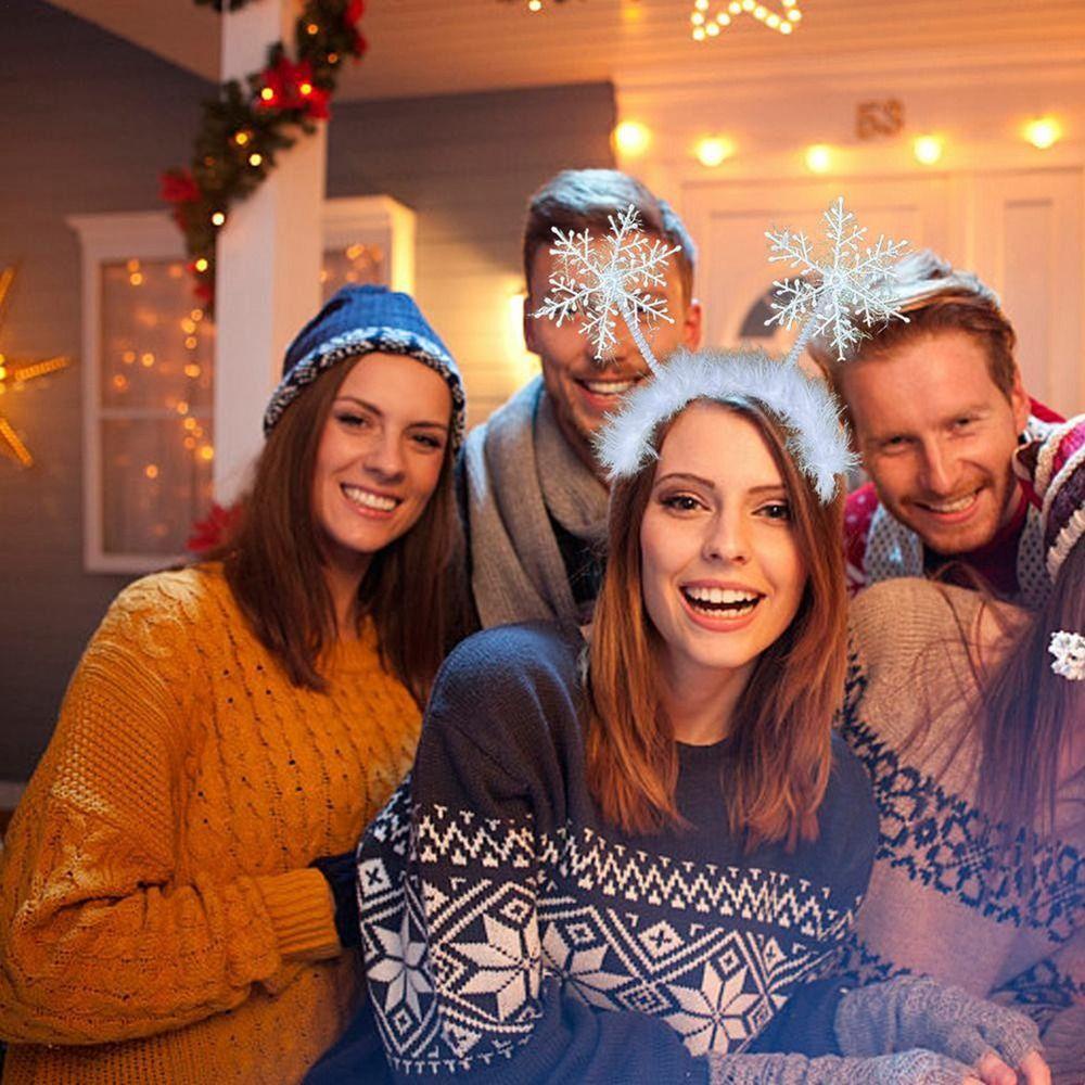 FALLFORBEAUTY Christmas Headband Kid Funny Party Dress Up Party Decorations Prop White Hair Band Female Plush Hair Hoop