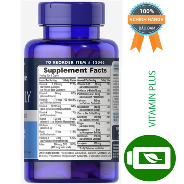 Tăng cường sức khỏe cho nam giới Vitamin và khoáng chất Puritan's Pride One Daily Men's Multivitamin 100viên | BigBuy360 - bigbuy360.vn