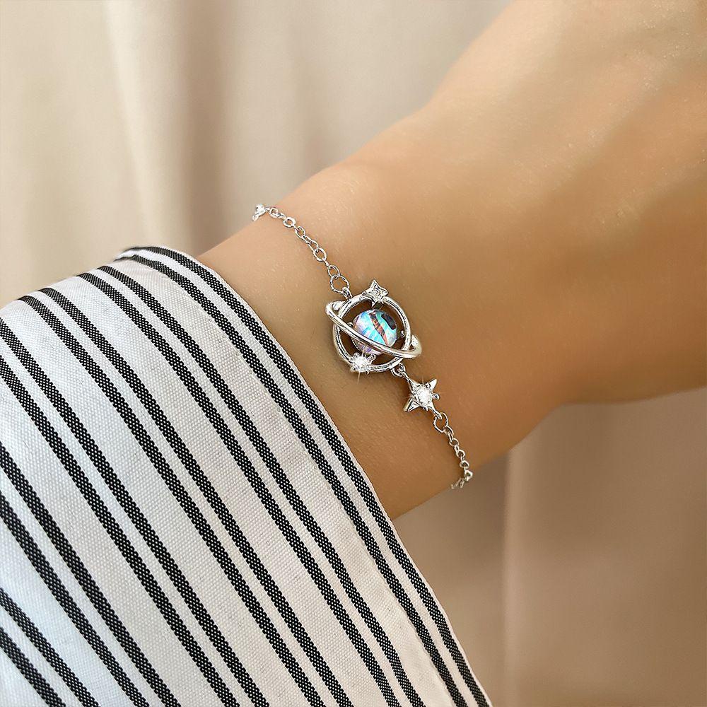 JARRED Vòng Tay Bạc Siêu Mỏng Hình Hành Tinh Có Thể Điều Chỉnh Thời Trang Cho Nữ