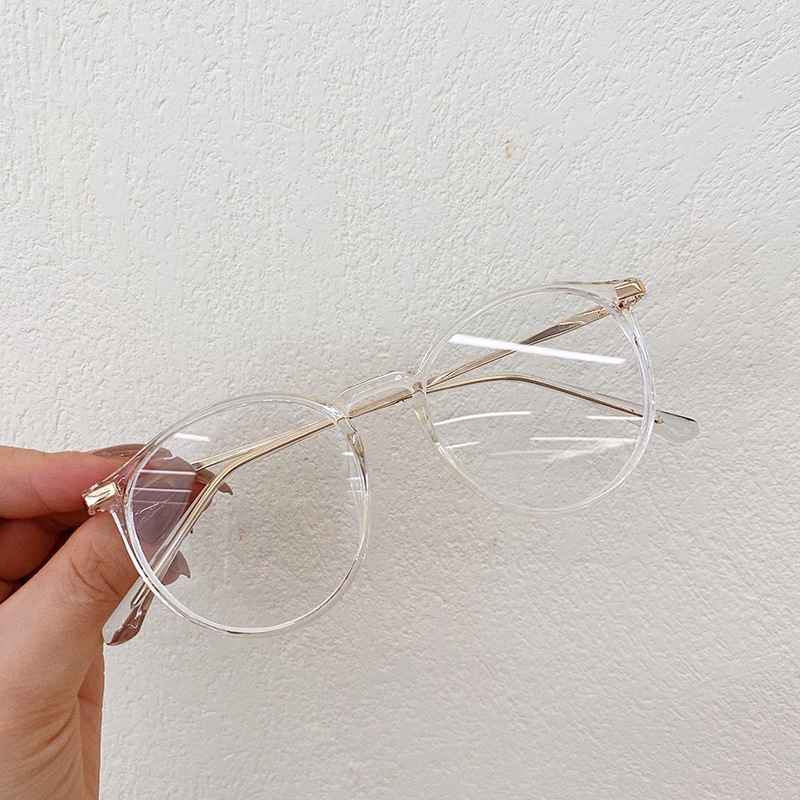 Mắt kính VIENDO gọng tròn tròng đổi màu trong suốt chống ánh sáng xanh thời trang có cắt kính cận theo yêu cầu