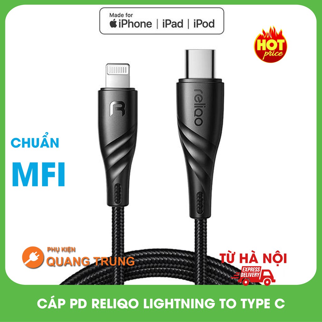 Cáp PD Mcdodo, lightning to typeC Reliqo,sạc nhanh PD,được cấp chứng chỉ MFI của apple