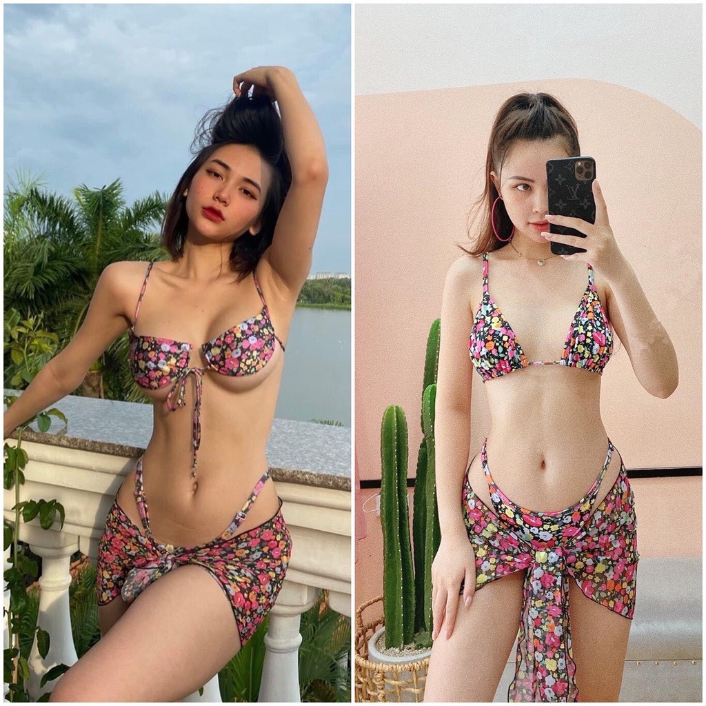 Bikini Đồ bơi tam giác quấn bụng đa danhgj màu sắc bắt mắt