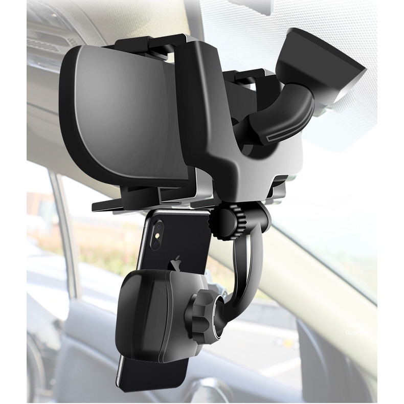Giá đỡ kẹp điện thoại lên gương chiếu hậu để trên xe hơi ô tô xoay 360 độ chống rung treo đa điểm
