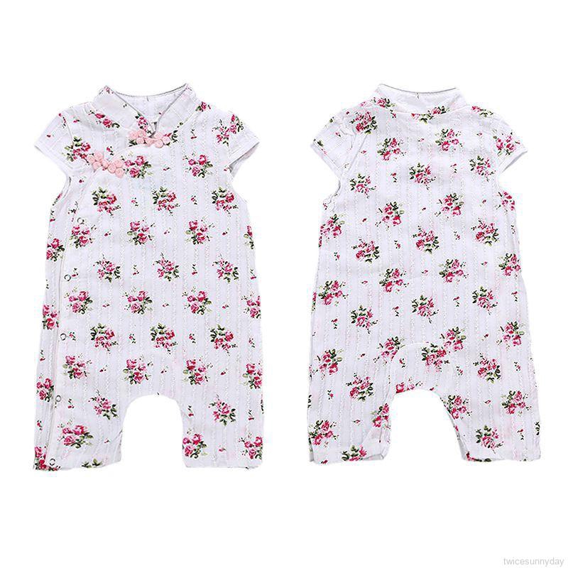 Áo liền quần in hoa cho bé gái