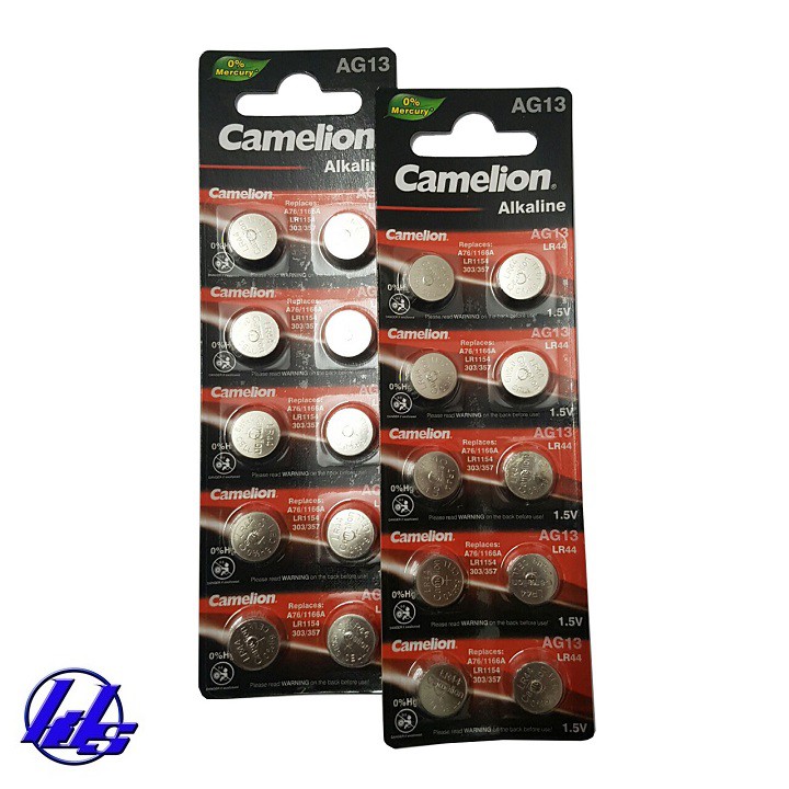 Pin Camelion AG13, LR44, A76 Alkaline - Vỉ 10 viên