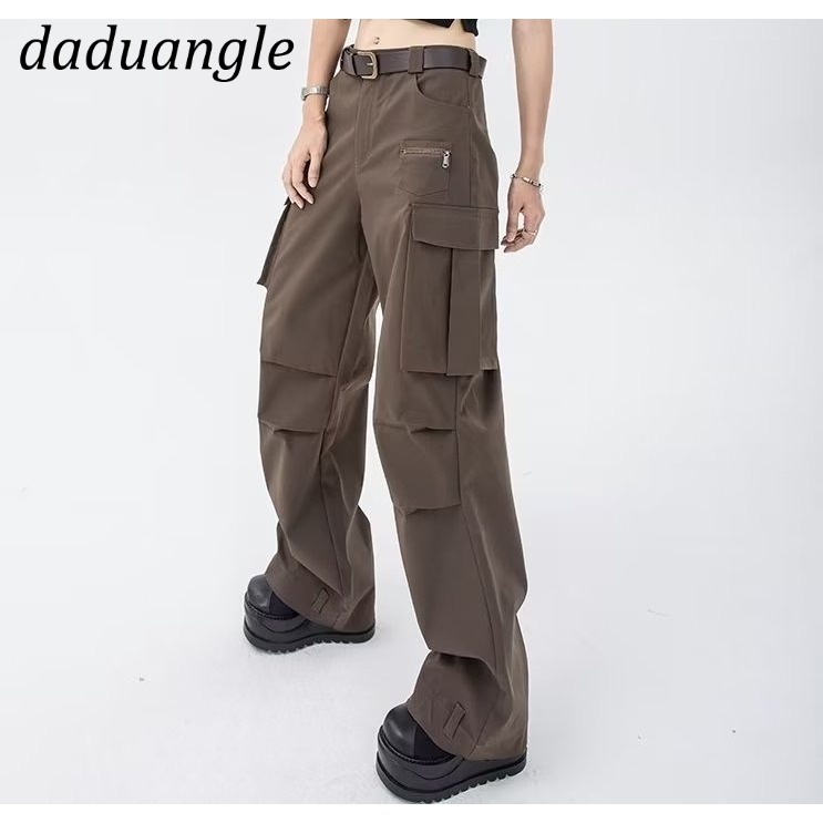 Quần dài Daduhey ống rộng nhiều túi phong cách retro thời trang ins 2022 cho nữ