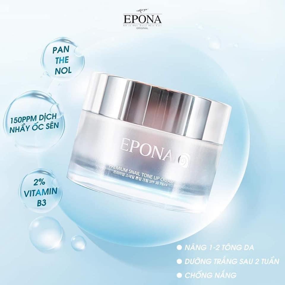 Kem Dưỡng Trắng - Nâng Tone Mỏng Nhẹ - Tự Nhiên Epona Premium Snail Tone Up Cream SPF 30 PA++ 50ml