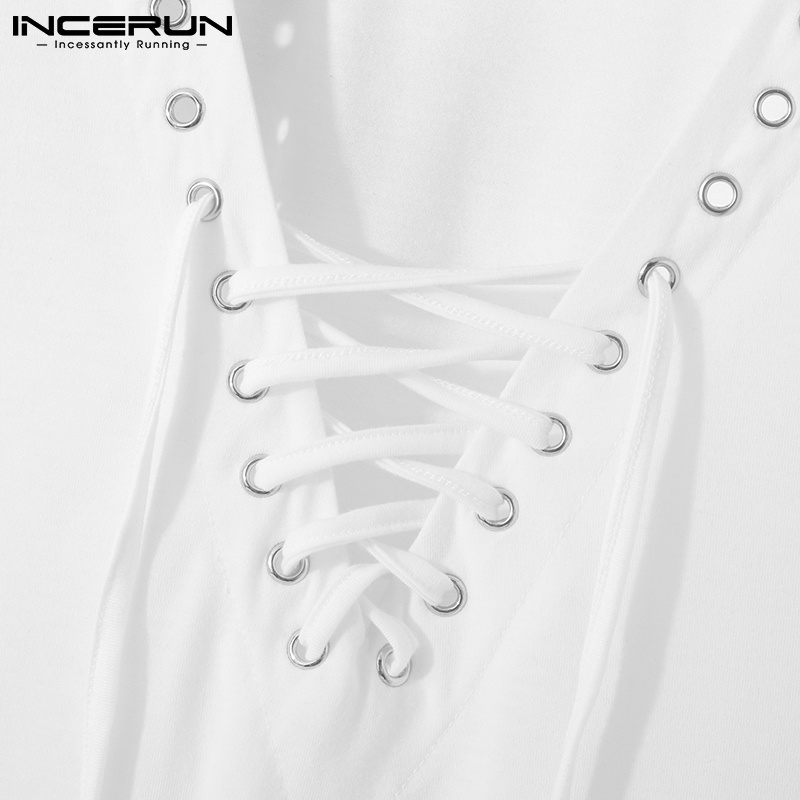 Áo thun ba lỗ INCERUN cổ chữ v thời trang sành điệu cho nam