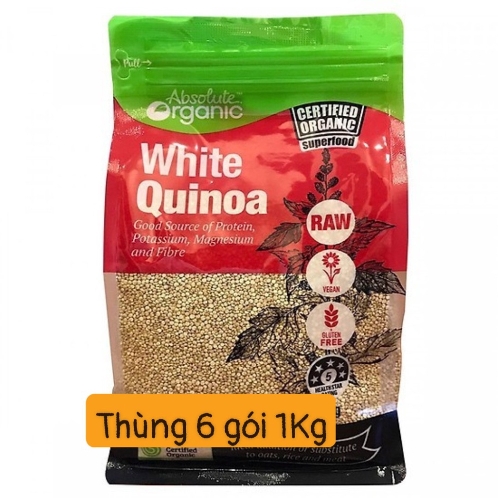 [Bán sỉ Thùng 6 gói x 1Kg] Hạt Quinoa Úc Absolute Organic - Hạt Diêm Mạch Hữu cơ