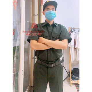 Bộ đồng phục vệ sĩ - bảo vệ chất liệu vải dày dặn tay ngắn màu xanh