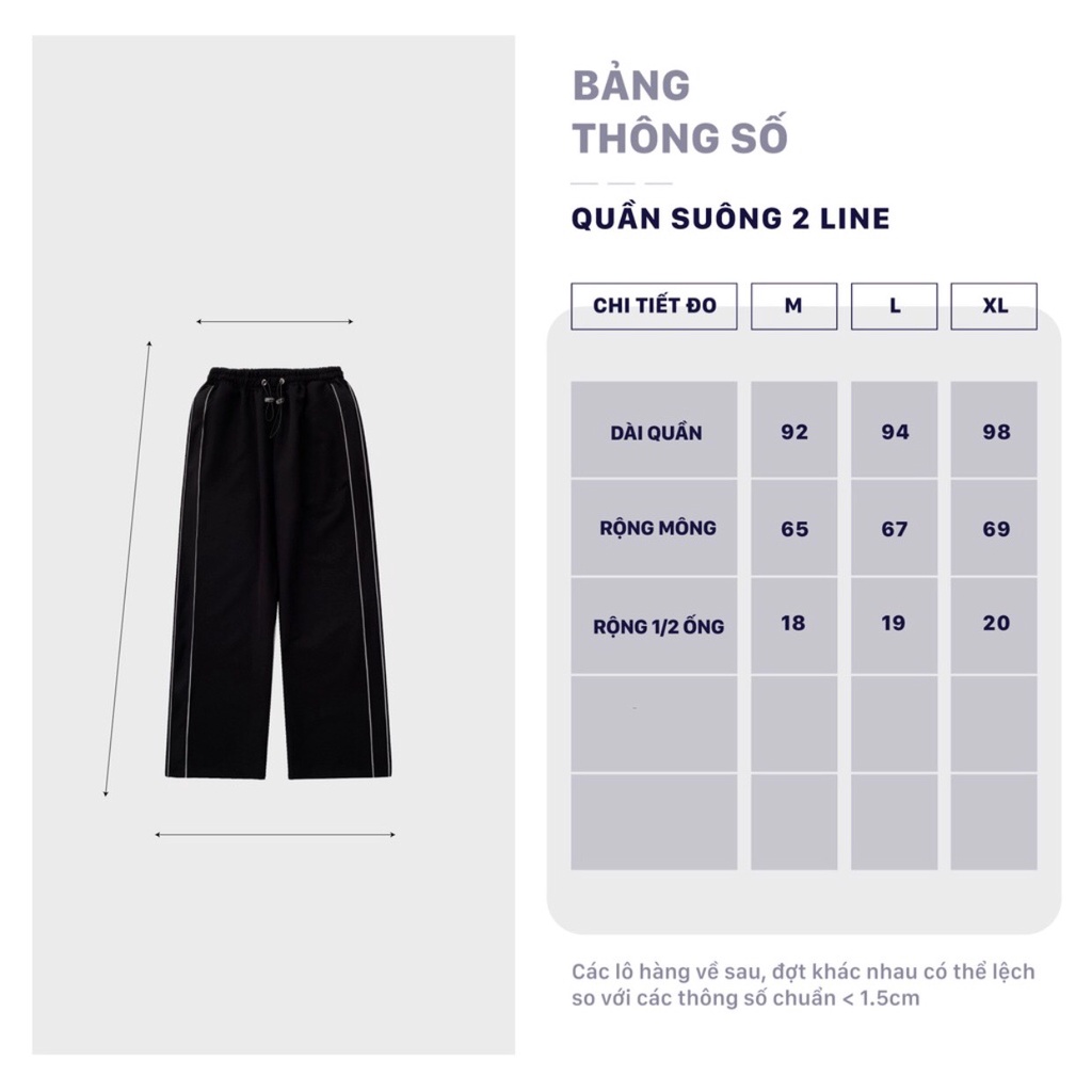 Quần ống rộng nam nữ 2 line Jiang Store - Quần vải phối 2 sọc Unisex ống suông