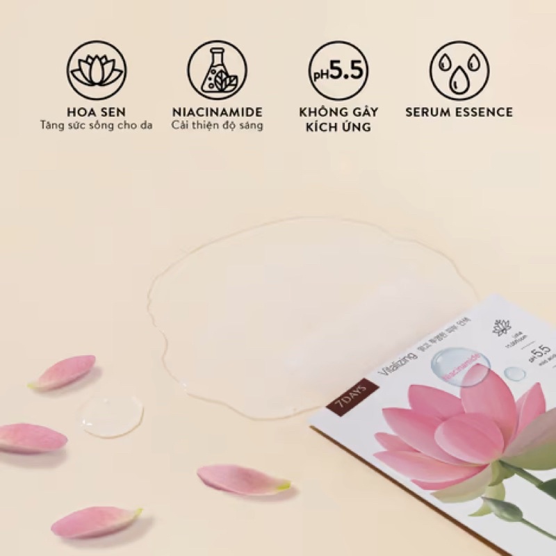 Mặt nạ Ariul 7 Days Hoa Sen + Niacinamide - Giúp da sáng mịn và đầy sức sống
