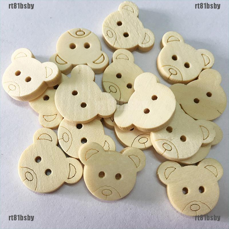 Set 20 Nút Gỗ 2 Lỗ Hình Gấu Teddy rt81bsby Dành Cho May Vá