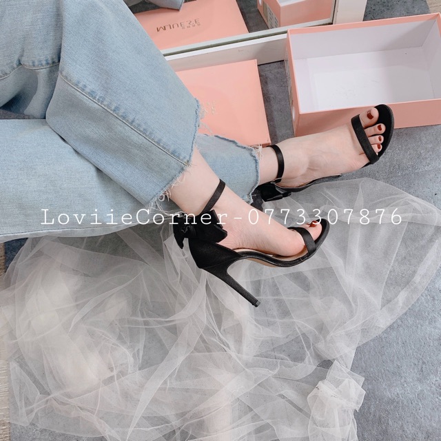 LOVIIECORNER - GIÀY CAO GÓT NỮ 10CM ĐẾ NHỌN - GIÀY SANDAL CAO GÓT NỮ 10P THỜI TRANG QUAI MÃNH ĐẾ NHỌN HẬU NƠ SAU G191262