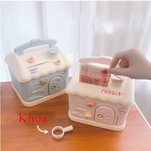 Két Sắt Mini Có Khóa Đựng Tiền Hình Ngôi Nhà Dễ Thương, Để Trang Trí Bàn Học, Bàn Làm Việc