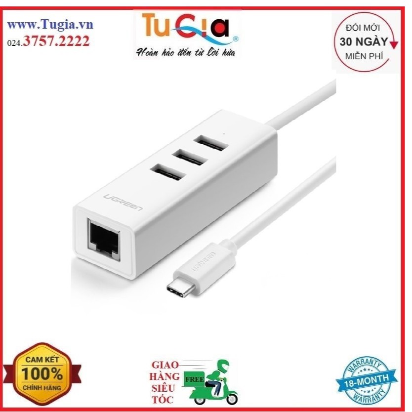 Dây Cáp Chuyển Đổi USB Type C Sang LAN + Hub USB Ugreen (20792) - Hàng Chính Hãng