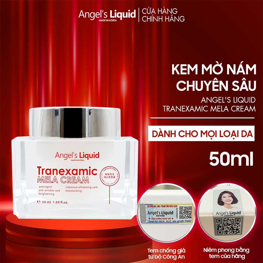 Bộ Sản Phẩm Xoá Thâm Đỏ, Mờ Sạm Nám Chuyên Sâu Angel's Liquid Tranexamic Mela Ampoule &amp; Cream