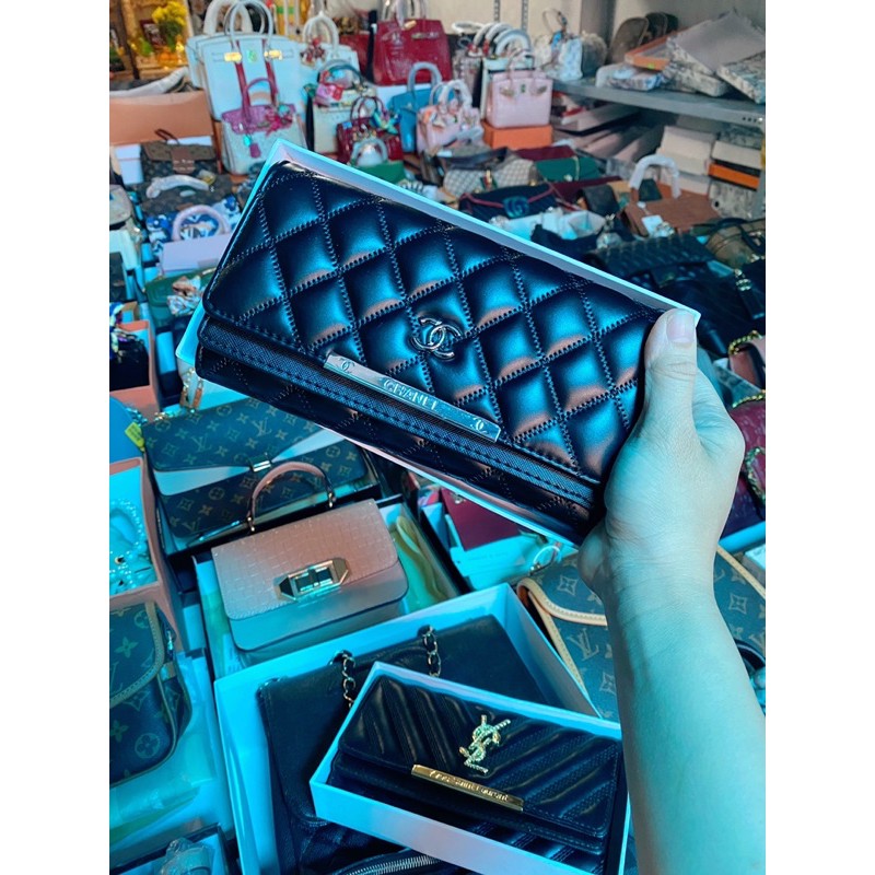 Ví dài cầm tay ysl 2 nắp ô trám thời trang nữ size 20