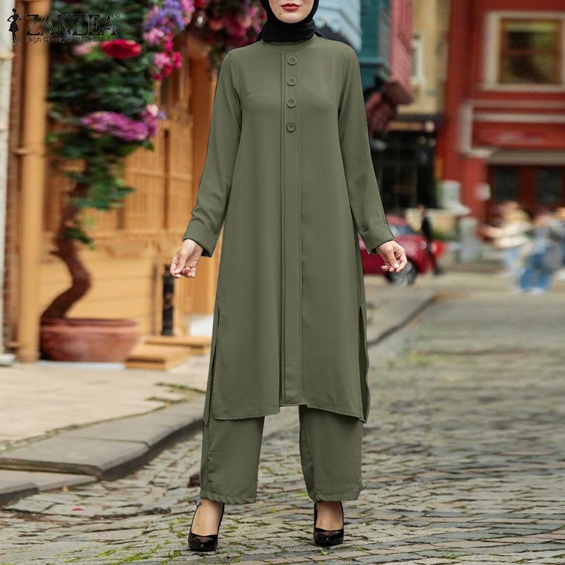 Zanzea Set Đồ Dài Xẻ Tà Phong Cách Hồi Giáo Thời Trang Cho Nữ