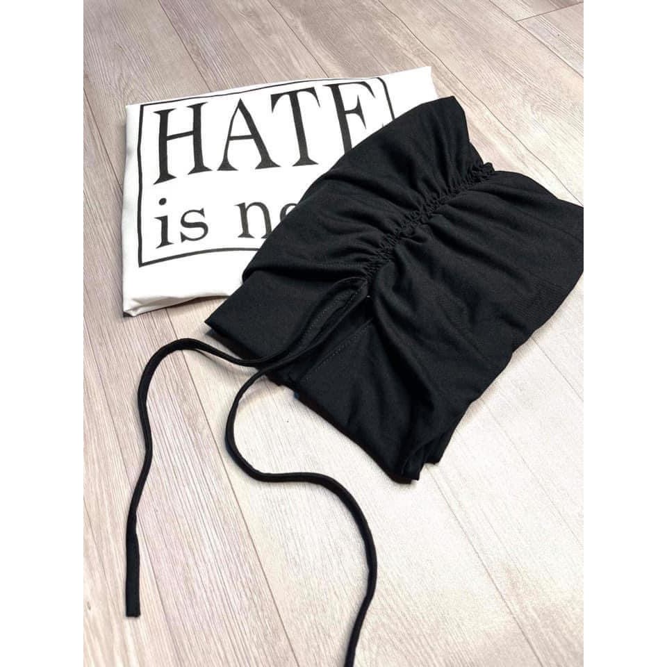Set Váy dây rút - Chân váy dây rút Áo phông chữ đẹp Ulzzang Hàn Quốc
