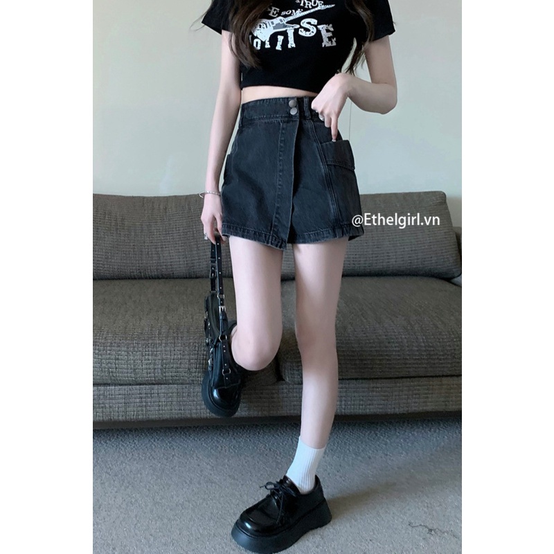 Chân Váy Jeans Lưng Cao Thời Trang Quyến Rũ Cho Nữ