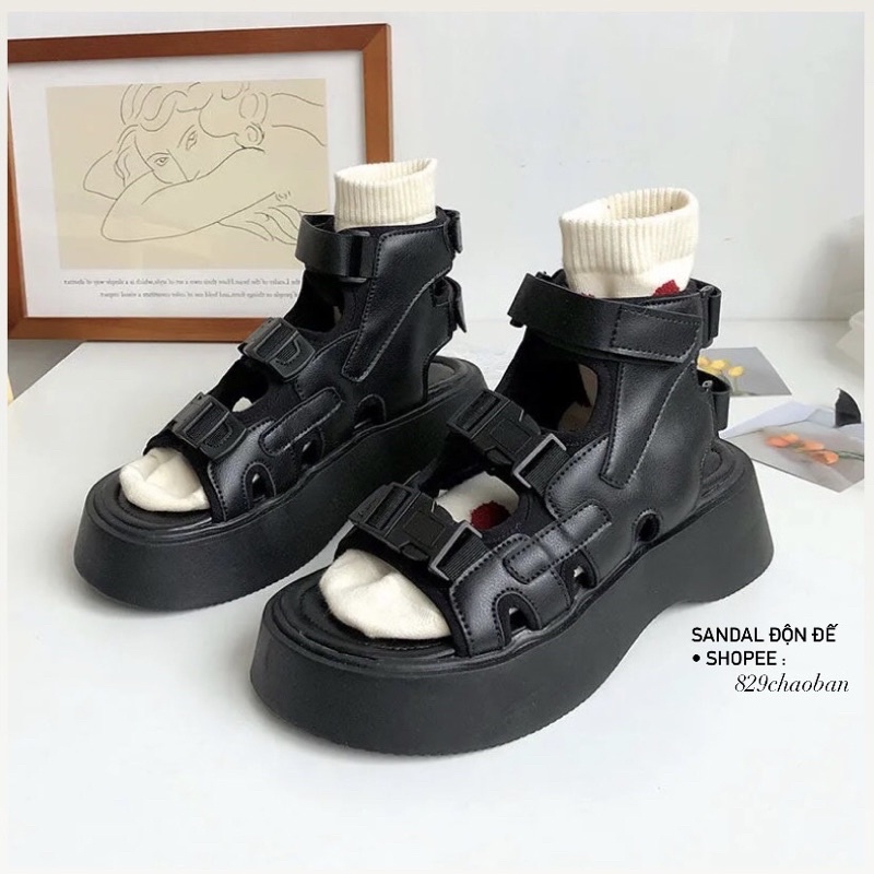 SANDAL ĐẾ ĐỘN 🚒 4cm đế 🚛 sandal da 🛵 dép cao / giày ulzzang