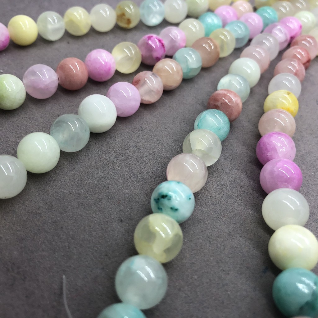 Đá chrysoprase tròn nhiều màu sắc kích thước 4-12mm dành cho làm trang sức thủ công