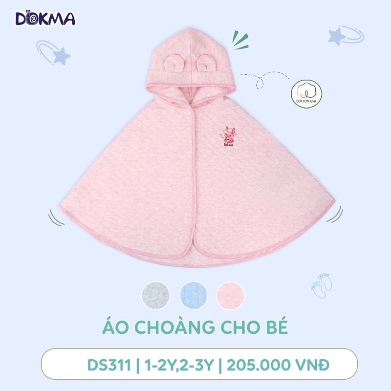 {Nhùn nhùn}Áo Choàng Dokma nỉ trần bông đa năng có mũ dành cho bé trai bé gái 1-2y và 2-3y