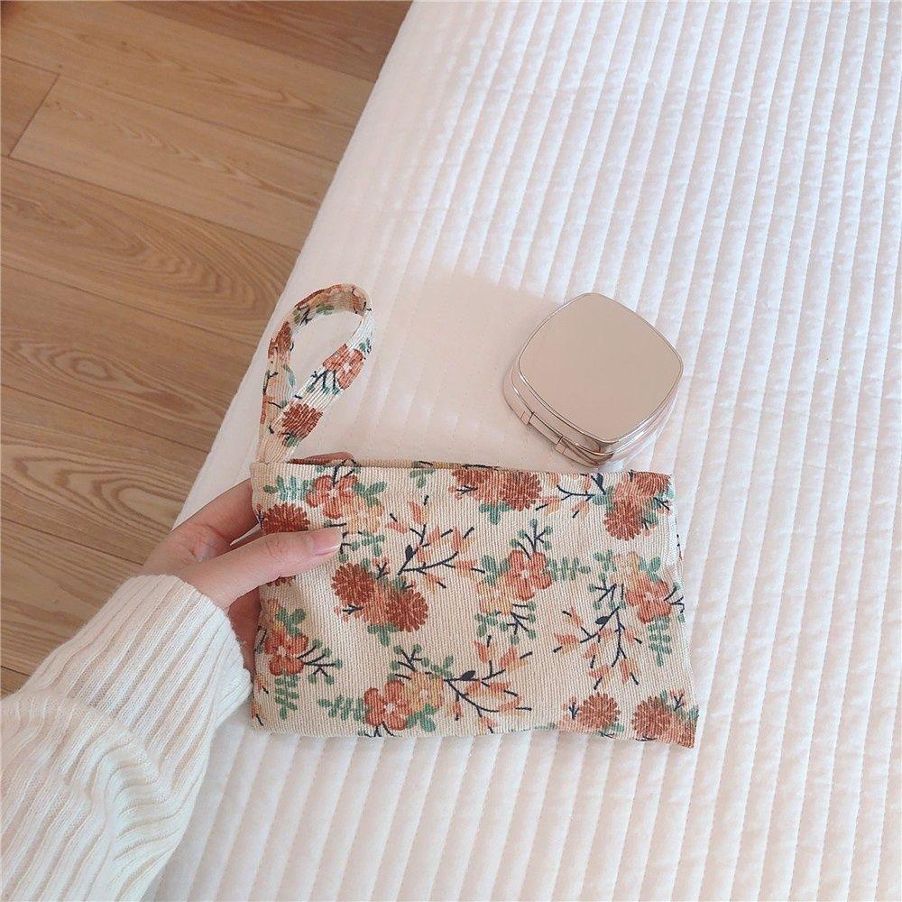 OCEANMAP Túi Đựng Đồ Trang Điểm Họa Tiết Sọc Caro Xinh Xắn Ốp