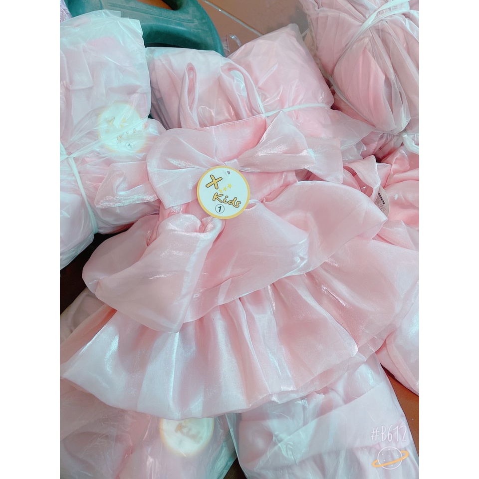 Váy tơ hồng pastel bé gái