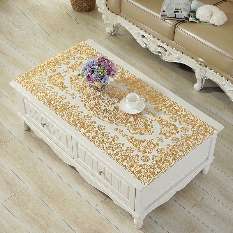 Khăn Trải Bàn PVC, Khăn Trải Bàn Nhựa Dập Nổi Ren Hoa Chống Thấm Nước Nhiều Kích Thước