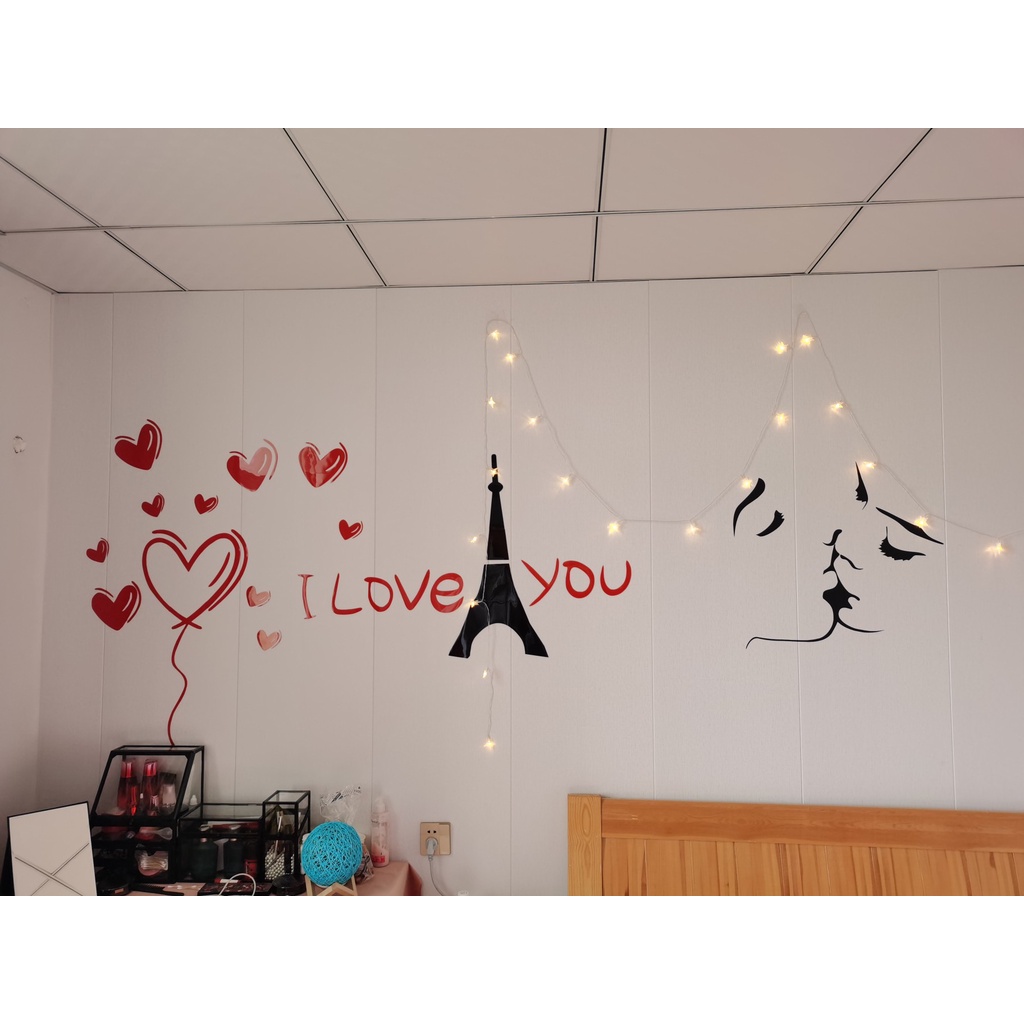 Tranh dán tường mica 3d decor khổ lớn - love tháp, tranh trang trí phòng khách, phòng ngủ, spa, nail Nhiều Size - EPeBen