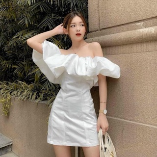 [HÀNG CAO CẤP] Đầm body hotgirl trễ vai xếp ly phom chuẩn đẹp