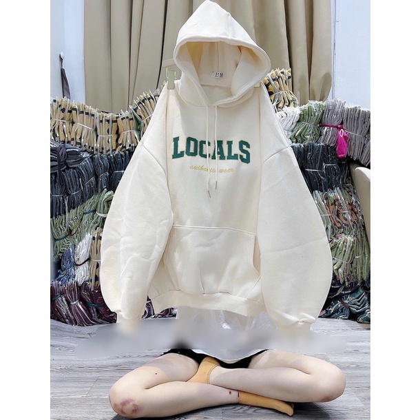 Áo khoác hodie form rộng chữ LOCALS🎁𝐅𝐫𝐞𝐞𝐬𝐡𝐢𝐩🎁 vải dày ảnh thật form to 75kg phù hợp cho nam nữ