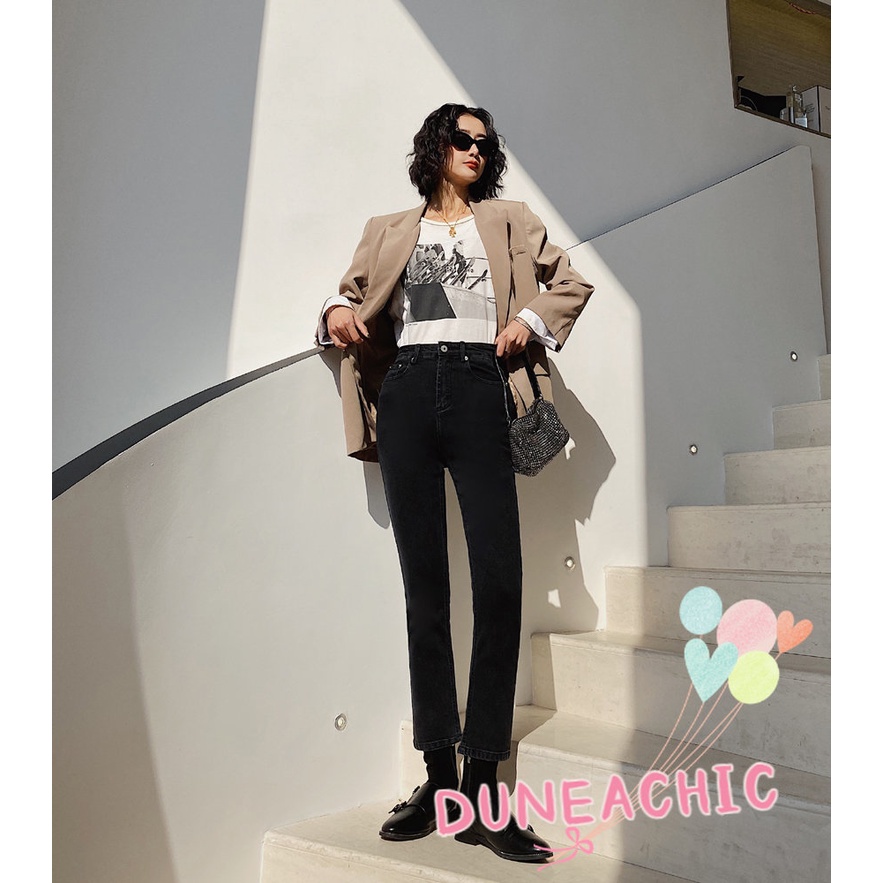 DUNEA Quần Jean Dài Lưng Cao Co Giãn Tốt Thiết Kế Quyến Rũ Cho Nữ