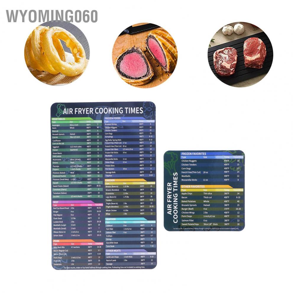 Wyoming060 2Pcs Magnetic Times Sheet Kitchen Fryer Cooking Chart Quick Reference Guid