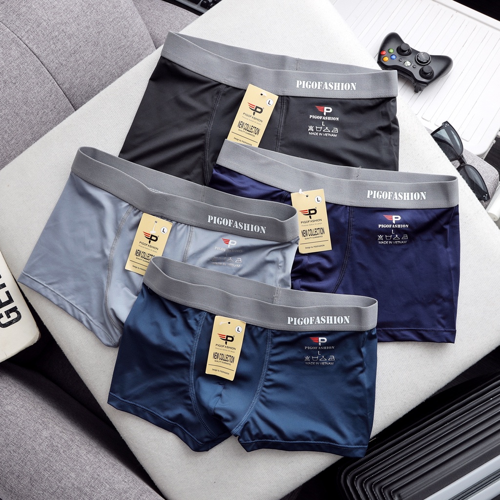Combo 4 cái quần lót boxer nam thun lạnh thoáng mát chất coolmax QLBX03 PigoFashion