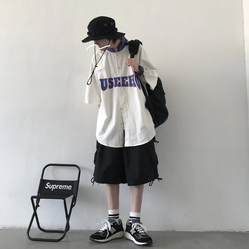 Quần Short Dáng Rộng Phối Nhiều Túi Phong Cách Hip Hop Đường Phố Cho Nam Size M-4XL