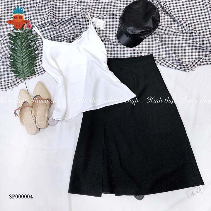 Áo 2 dây voan cổ đổ trắng, đen THOCA HOUSE lụa mềm thoải mái phối đồ đi làm, đi học, đi chơi | BigBuy360 - bigbuy360.vn