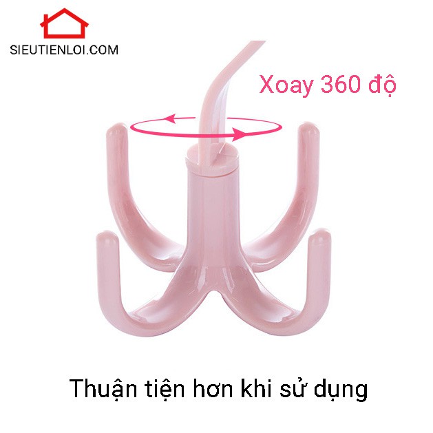 Móc treo quần áo 360 độ 4 góc thông minh - Móc treo khăn quàng cổ,mũ nón,thắt lưng thông minh bốn góc siêu tiện lợi