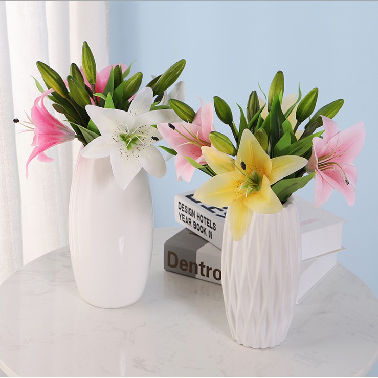 Hoa Lily Giả 3 Bông Trang Trí Tiệc Cưới