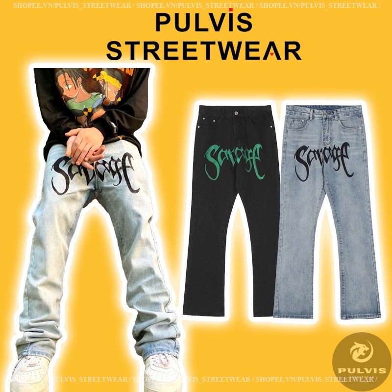 - Quần jeans ống loe Pulvis 07, quần jeans nam ống suông, quần baggy