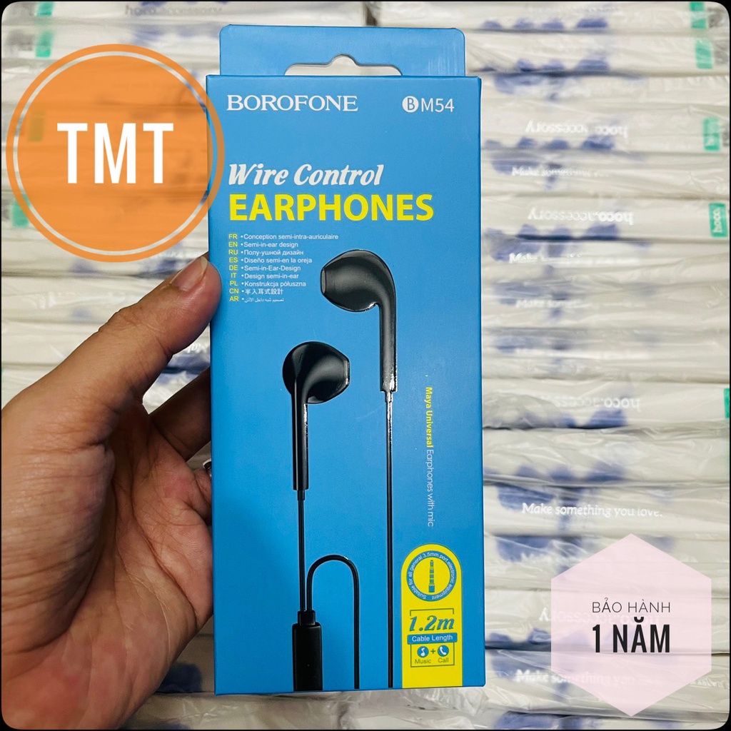 Tai nghe nhét tai BOROFONE BM54 có mic đàm thoại, dây dài 1.2m, Jack cắm 3.5mm - CHÍNH HÃNG