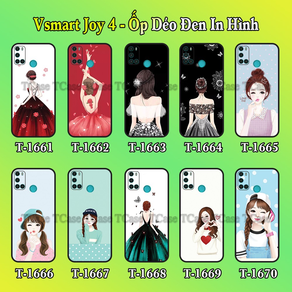 Ốp lưng Vsmart Joy 4 dẻo đen in hình Cô gái