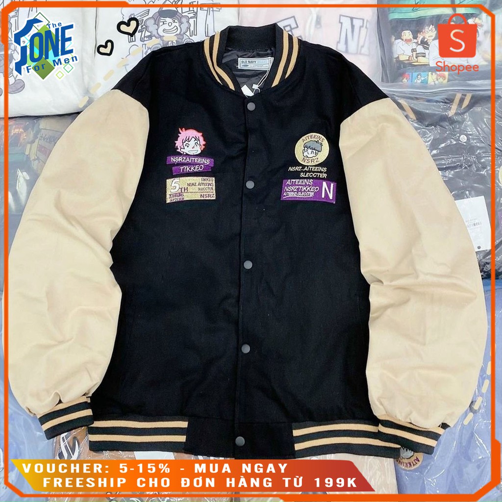 Áo Khoác BomBer Nam Nữ Thêu Sticker Trước Sau , Phối Màu Cực Teen, Mặc 4 Mùa, Vải Mềm Mịn Chống Nắng Cực Tốt