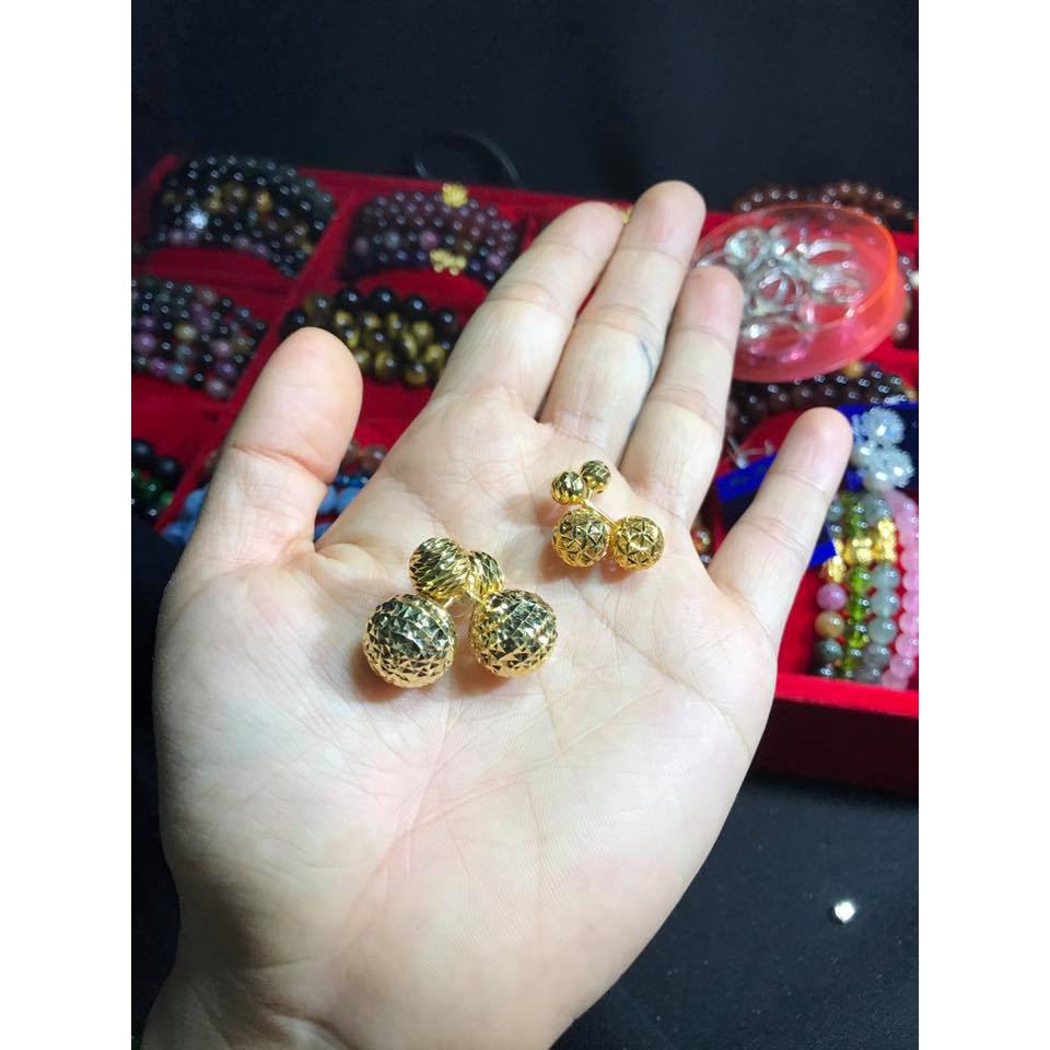 Bông tai bi phay mạ vàng 18k đẹp