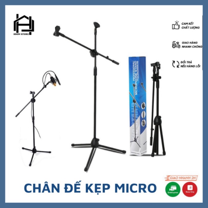 Chân đế kẹp micro BOM MIC STAND, giá đỡ mic đứng phòng thu, sân khấu chuyển nghiệp